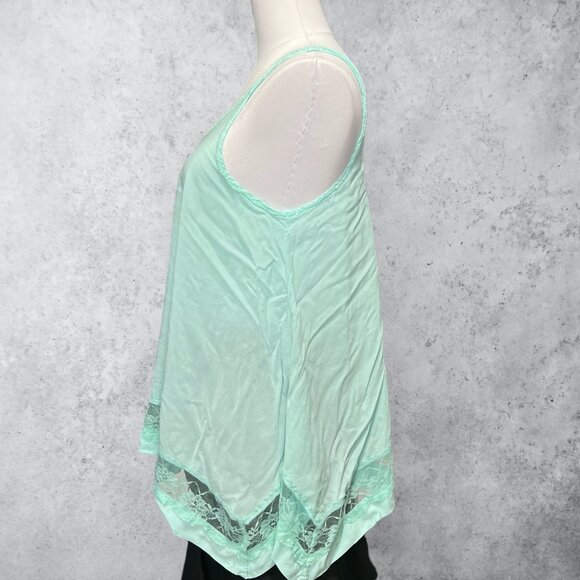 Intimately Free People Top Women's Small Oversized Aqua Blue Tank with Lace Ins - Picture 4 of 10